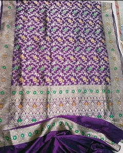 Sari en soie pure/Sari en soie tissé à la main/Sari en soie de mariée/Sari en soie de créateur/Sari en soie traditionnel/Sari en soie du sud pour mariage - Product Image 3