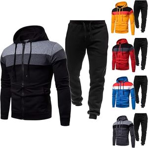 Survêtement d'entraînement en polaire respirant deux pièces pour hommes, vêtements de sport imprimés pour l'hiver, jogging, grande taille - Product Image 2