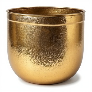 Maceta de oro antiguo de latón hecho a mano con patrón grabado, perfecta para elegantes esquinas de jardín y estilo interior Premium - Product Image 1