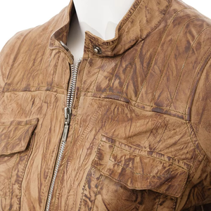 Veste de motard pour femme sur mesure de haute qualité, en cuir véritable élégant avec col montant et deux poches zippées pour l'automne - Product Image 6