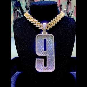 4Ct Letter Cut Diamond Número personalizable Charm Plata esterlina 14K Chapado en oro amarillo Ocasión de fiesta - Product Image 2