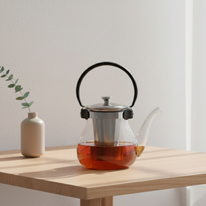 Théière en verre borosilicate résistant à la chaleur de qualité supérieure, style nordique, 1000 ml, avec poignée en plastique et couvercle en acier inoxydable 3306315-1.0 - Product Image 5