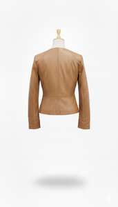 Chaquetas de Cuero para Mujer al por Mayor de Alta Calidad, Chaqueta de Cuero de Piel de Oveja con Cuello Redondo, Diseño Elegante para Invierno - Product Image 3