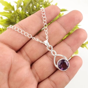 Collier pendentif chaîne naturelle avec pierres précieuses rubis Colliers en argent sterling 925 pour femmes et filles Bijoux faits à la main en gros - Product Image 2