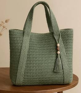 Woven <b>Straw</b> <b>Beach</b> Tote: <b>Large</b> Boho Summer <b>Bag</b> with Tassel - Product Image 3