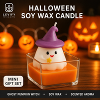 Coffret Cadeau Mini Bougies en Cire de Soja Halloween – Bougies Parfumées Fantôme et Citrouille pour Ambiance Festive et Coconneuse