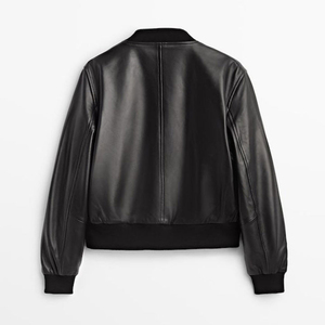 Veste en cuir 100% de haute qualité pour femmes manteau d'extérieur respirant décontracté veste en cuir Streetwear femme veste universitaire - Product Image 4