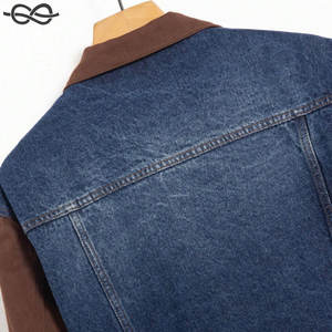 Venta caliente de los hombres de un solo pecho chaqueta de mezclilla 100% algodón único diseñado empalme diario Casual prendas de vestir exteriores de moda versátil - Product Image 2