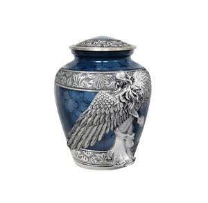 Nickel Plated Adult Ashes Urn Blue Pearl Aluminum Floral Engraved Design Brass Metal Cremation <b>Funeral</b> <b>Supplies</b> - Product Image 6