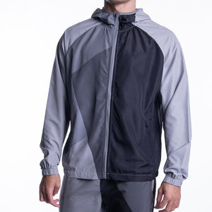 Vestes coupe-vent d'entraînement à capuche ajustables personnalisées OEM professionnelles pour hommes, couleur contrastée - Product Image 2