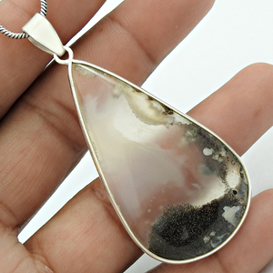 Pendentif en forme de larme en argent sterling 925 avec pierres précieuses naturelles, dernier design tendance, bijoux bohèmes faits à la main, fournisseurs en gros - Product Image 2
