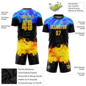 Tenue de football pour hommes, tendance, de haute qualité, 100% polyester, entièrement personnalisable, ensembles de football de couleur unie, production en gros - Product Image 3