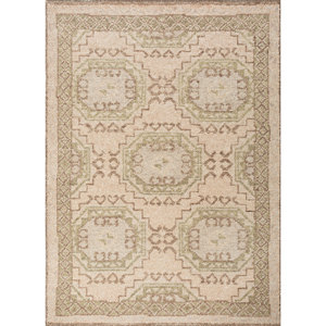 Alfombras de Lana Anudadas a Mano Erbe, Alfombras Jaipur, Patrones Rectangulares con Medallones Rojos y Naranjas para la Entrada del Hogar, Alfombra de 9x12 para Adolescentes-GS-2012 - Product Image 1