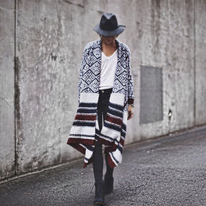 Cárdigan a Rayas para Mujer, Otoño/Invierno, Nuevo Suéter de Punto con Estampado de Cuadros Tejidos - Product Image 3