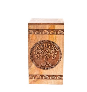 Urne en bois de manguier Arbre de vie Urne de crémation personnalisée pour animaux de compagnie Enterrement fait à la main - Product Image 4