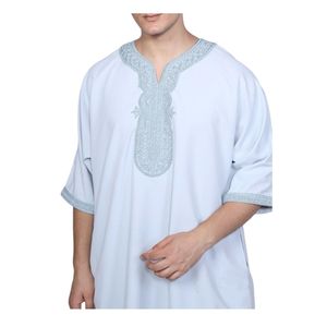 Ventes chaudes 2024, thobes arabes traditionnels ethniques, tissu respirant, quantité en gros, fabrication artisanale, manches courtes, automne printemps, musulman - Product Image 1