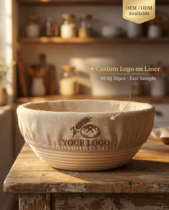 Kit de démarrage artisanal pour levain naturel, ensemble de paniers de levage en rotin faits à la main avec fouet à pâte, lame à levure, racloir et doublure - Product Image 6