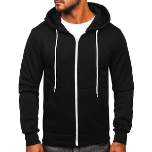 Mens Fitness Workout Cotton-Gray Classic Grey Zipper Hooded Thermal Hoodie For Men Winter - Product Image 6