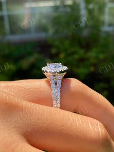 Anillo de compromiso de moissanita de corte antiguo con diamante Halo sólido 14K oro blanco joyería de moda para mujeres certificado GRA - Product Image 5