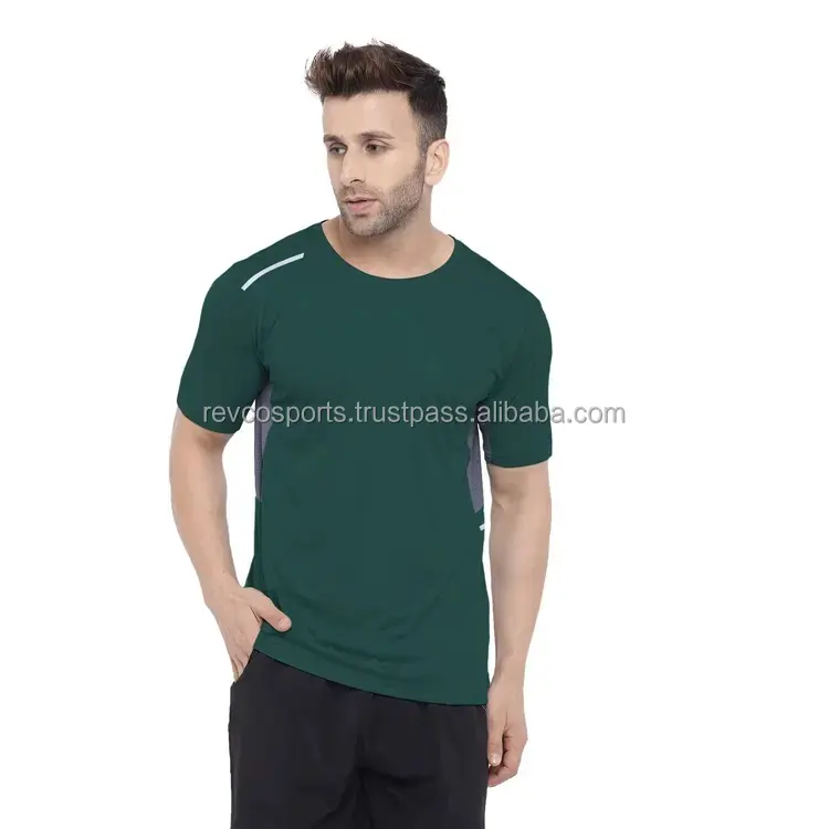 Men Sports Gym Short Sleeve T Shirt Breathable Blank Quick Dry Active Wear O Neck T Shirts for men Forest Green Running tshirts