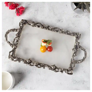 Lovely Trays Silver & <b>Gold</b> Plated Luxury Design Hot Selling Metal Trays for Restaurant Home Party Wholesale <b>Food</b> Serving Trays - Product Image 1