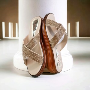 Golden Fancy FLATS 637 G Comfortable Fashionable Slip-On Flat Sandals with PU Insole and <b>Soft</b> Upper for Spring Autumn Walking - Product Image 1