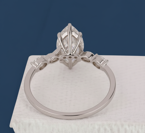 Bague de fiançailles en or blanc 14 carats, diamant de laboratoire taille marquise 1,14 carat, VVS2 F, certifiée IGI, plaquée rhodium, style ethnique - Product Image 4