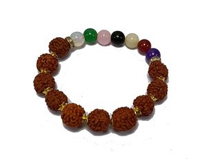 Pulsera de cristal Rudraksha y siete Chakras cuentas redondas 8mm piedra preciosa joyería de moda hombres y mujeres regalo energía - Product Image 2
