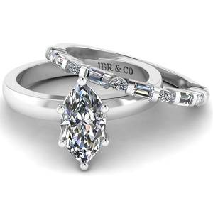 Luxe Marquise Et Baguette Diamant Plaqué Or 925 Bague De Fiançailles En Argent Ensemble De Mariée Pour Les Femmes De Mariage De Mode Au Meilleur Prix - Product Image 4