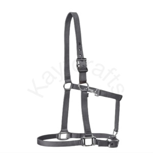 Licol de cheval en nylon réglable avec fusible en cuir remplaçable, matériel en nickel et menton Snap Throat-Horse Product - Product Image 4