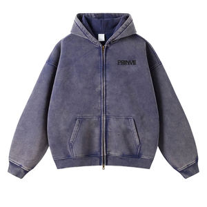 Prince personnalisé strass à capuche DTGPrint 100% coton pleine Zipup recadrée ourlet brut sweats à capuche fermeture éclair sérigraphie sweat à capuche FrenchTerry - Product Image 1