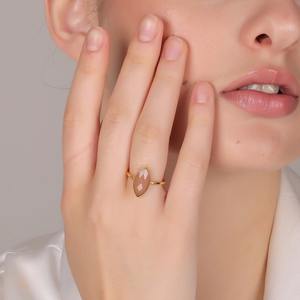 Indian Supplier 18K Gold Plated Pink Calcedony <b>Ring</b> for Women Feminine Pastel Gemstone Wedding Party <b>Custom</b> Sizes Available - Product Image 5