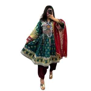 Nouveautés Respirant Vintage Style Afghani Brodé Volants Patchwork Conception Femmes Fête De Mariage Porter Des Robes De Grande Taille - Product Image 1