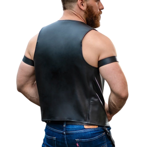 Chaleco con Cierre Frontal, Chaleco de Cuero Negro de Alta Calidad con Cierre Frontal para un Estilo Moderno y Elegante - Product Image 2