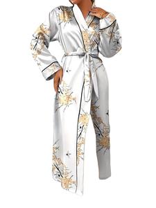 Nuevo conjunto de lujo de seda y satén para mujer, conjunto de dos piezas con cordón ajustable para verano, ropa de dormir suave para la piel, camisón, pijama para mujer - Product Image 1