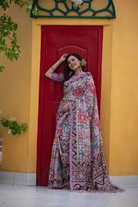 Blusa de lino y algodón suave con estampado de Kalamkari, camisa de trabajo Saree de primera calidad, proveedor indio de la India, novedad - Product Image 2