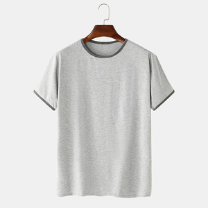 Camiseta básica de manga corta con cuello redondo de algodón 100% para hombre, tela de punto con hombros caídos - Product Image 5