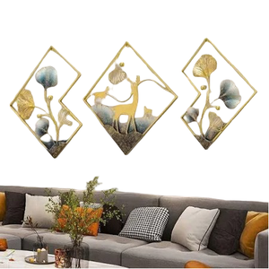 Art mural en métal avec motif fleur et feuille Décoration murale en métal Décoration Salon Art antique Maison Tenture murale décorative pour le meilleur - Product Image 3