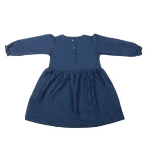 ชุดเดรสยีนส์ปักลายสำหรับเด็กผู้หญิง-สีน้ำเงินเข้ม - Product Image 5