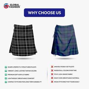 Kilts pour hommes en acrylique et laine de haute qualité pour plus de durabilité, avec des sangles en cuir traditionnelles réglables, motif tartan en granit - Product Image 4