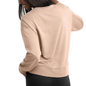 Las mejores tendencias, bordado de alta calidad, logotipo personalizado, sudaderas de cuello redondo en blanco, sudaderas informales transpirables de algodón de gran tamaño para mujer - Product Image 5