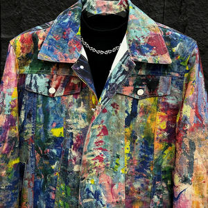 Chaqueta Vaquera Holgada para Hombre, Estilo Antiguo, Calidad Premium, Tejido con Relieve, Secado Rápido, Transpirable, Cuello Alto, Color y Logotipo Personalizables - Product Image 4