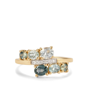 Bague en saphir du Montana 1,80 ct, taille ovale et taille radiant, zircon blanc, or 9 carats plaqué rhodium, bijoux fins - Product Image 2