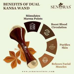 Varita Kansa de Bronce Doble Senoras, Masajeador Ayurvédico para Lifting Facial y de Cuello para una Piel Radiante y Juvenil - Product Image 1