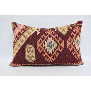 Almohada de lana naranja de estilo tradicional con estampado geométrico de 16x24 pulgadas con estampados cuadrados florales vintage estilo de lujo para uso en sofá - Product Image 5