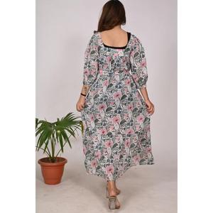 Vestido corto de algodón con estampado de bloques indios para mujer, hecho a mano estilo bohemio, moda étnica de diseñador para verano y ropa de fiesta - Product Image 5