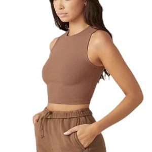 Débardeur court ajusté personnalisé pour femme, idéal pour le yoga, la gym, le fitness et l'athlétisme, 100% coton, respirant et à séchage rapide - Product Image 4