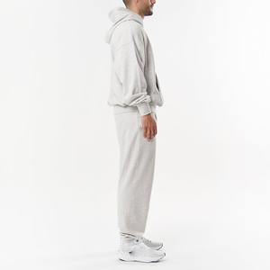 Conjunto Deportivo Personalizado de Corte Cuadrado, Color Gris Jaspeado, Ligero, de Felpa de Algodón, Sudadera con Capucha Extra Grande para Hombre, Pantalones Deportivos, Conjunto de Dos Piezas para Correr - Product Image 5