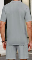 Ensemble décontracté 2 pièces pour homme : Chemise tricotée à manches courtes boutonnée et short à séchage rapide, motif léopard, en Spandex/Coton/Fibre de bambou