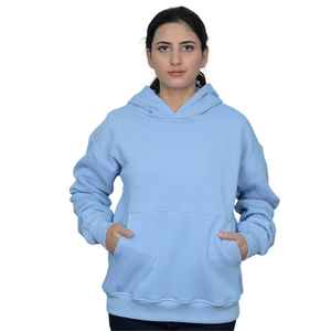 Sudadera con capucha de gran tamaño azul bebé para mujer, jersey de manga larga suave y cómodo para ropa de calle informal - Product Image 1